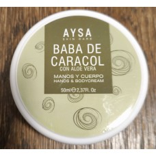 AYSA - Baba de Caracol con Aloe Vera Creme Manos y Cuerpo Feuchtigkeitscreme mit Schneckenschleim 50ml Dose hergestellt auf Gran Canaria - LAGERWARE