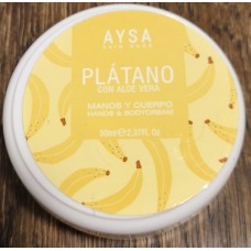 AYSA - Platano con Aloe Vera Creme Manos y Cuerpo Feuchtigkeitscreme mit Banane 50ml Dose hergestellt auf Gran Canaria - LAGERWARE