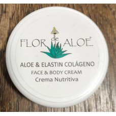 Flor de Aloe - Aloe & Elastin Colageno Face & Body Cream Nutritive Creme für Gesicht & Körper 50ml Dose hergestellt auf Gran Canaria - LAGERWARE