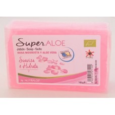Nutraloe - Superaloe Jabon Rosa Mosqueta y Aloe Vera Seife 100g hergestellt auf Lanzarote - LAGERWARE