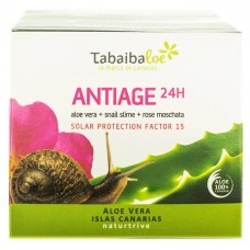 Tabaibaloe - Antiedad 24H Antiage Feuchtigkeits-Gesichtscreme Aloe Vera Sonnenschutz SPF15 100ml hergestellt auf Teneriffa - LAGERWARE