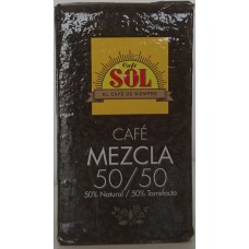 Café Sol - Mezcla molido 50% Natural / 50% Torrefacto Röstkaffee gemahlen gemischt 250g Karton hergestellt auf Gran Canaria - LAGERWARE