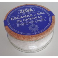 Zelva - Escamas de Sal de Canarias cosechada de mano kanarisches Meersalz grob 100g Glas hergestellt auf Gran Canaria - LAGERWARE