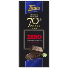 Tirma - Chocolate Negro 70% Cacao ZERO sin Azucar dunkle Schokolade zuckerfrei 75g hergestellt auf Gran Canaria - LAGERWARE