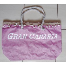 Dulcinea Heredia Strandtasche Gran Canaria rosa mit weißem Aufdruck 50x15x35cm HX22007-60 Polyester - LAGERWARE