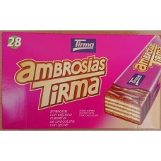Tirma - Ambrosias Tradicional Chocolate Waffelriegel mit Schokoladenüberzug 28 Stück 602g hergestellt auf Gran Canaria - LAGERWARE