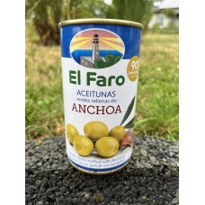 El Faro - grüne Oliven gefüllt mit Sardellen, 350g - LAGERWARE