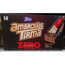 Tirma - Ambrosias Zero 0% Sugar 70% Cacao Bitterschokolade-Waffelriegel 14 Stück 310g hergestellt auf Gran Canaria - LAGERWARE